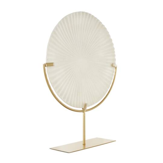 19" Cream & Gold Circle Disk Decorative Sculpture